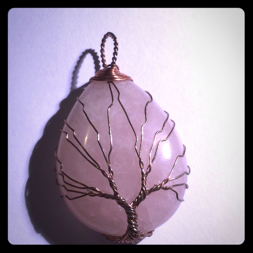 100% NATURAL ROSE QUARTZ pendant 1.5 inch